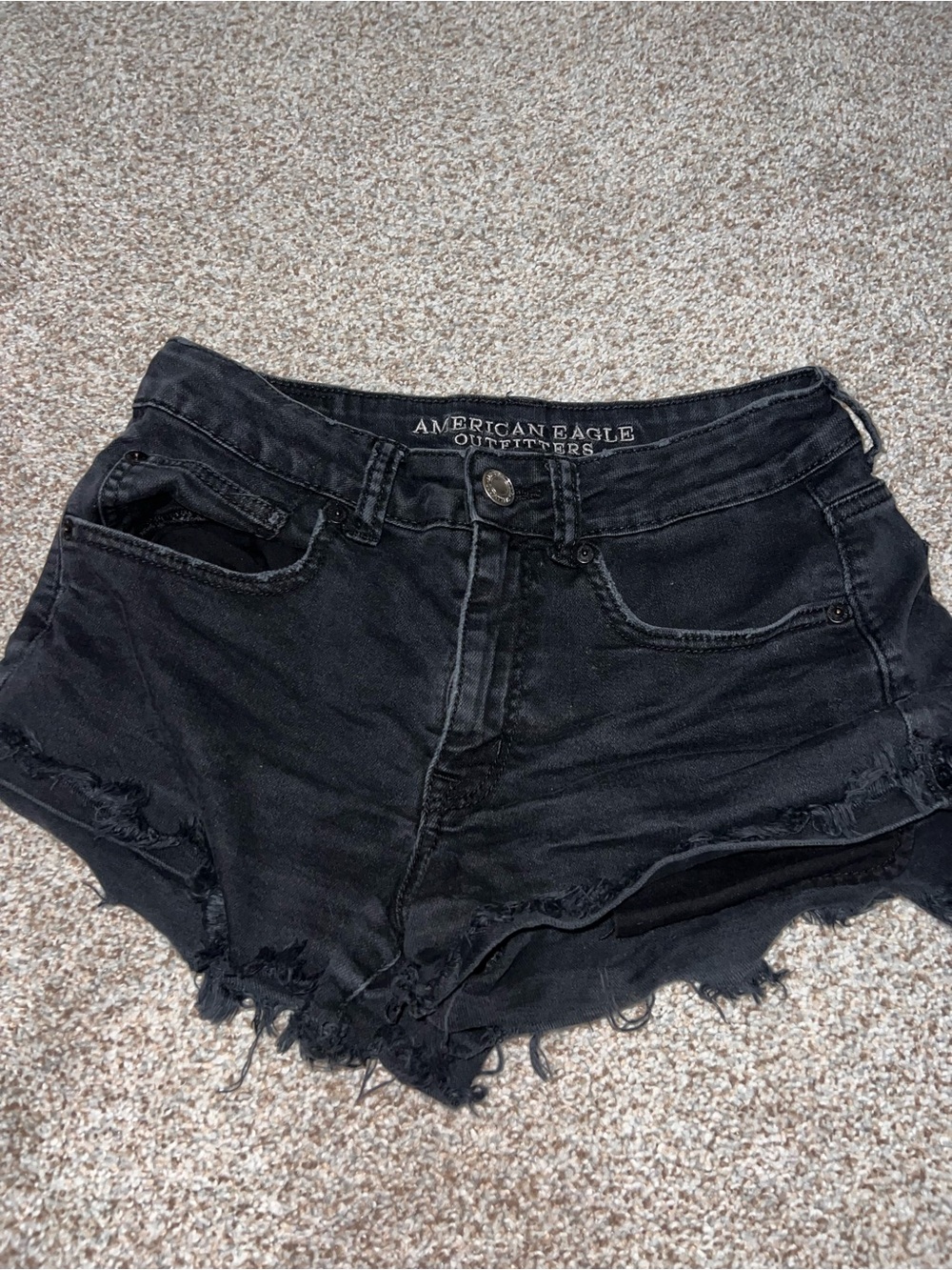 American Eagle Outfitters Black Frayed Denim Cutoff Shorts